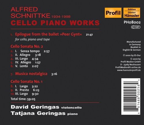 David Geringas: Epiloge from the Ballet / Cello Sonata - CD