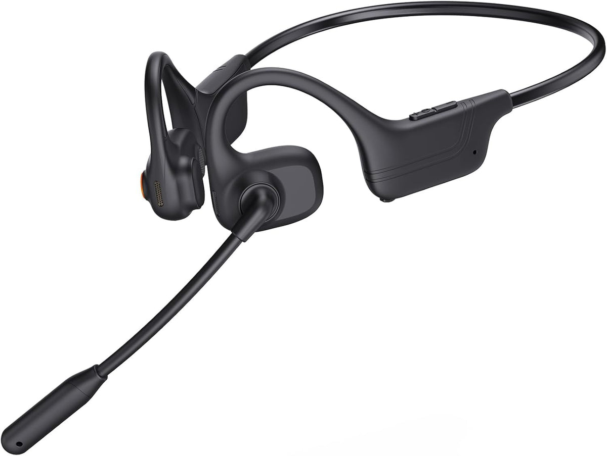Open Ear Headphones with Mic, Bluetooth Headset with Microphone, AI Noise Cancelling Multipoint Connect Bluetooth 5.3 Headset, Sweatproof Wireless Headset for Work, Driving, Running, Workouts