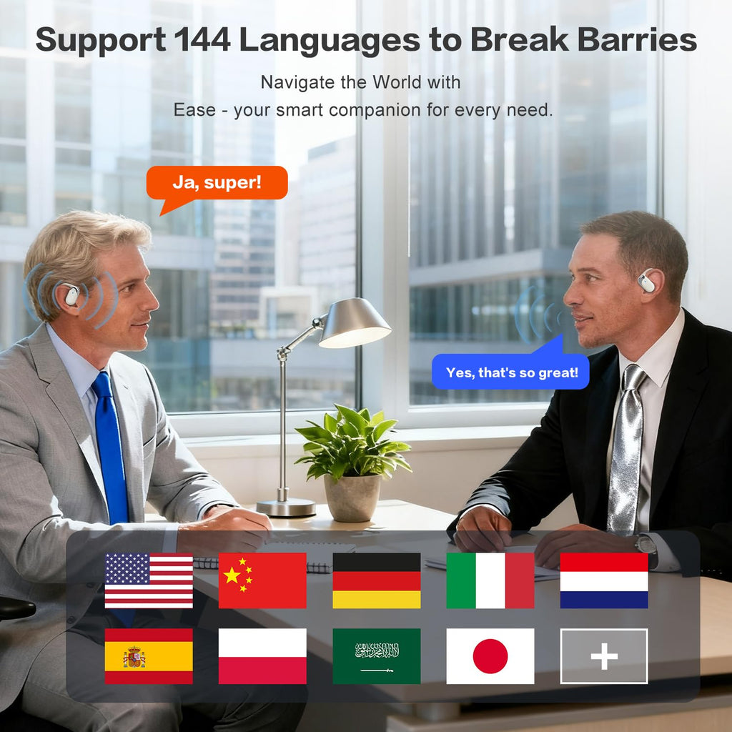 AI Translation Earbuds Real Time, 144 Language Translator Ear buds, Audifonos Traductores Inglés Español, 3-in-1 Translating Wireless Earphones Bluetooth Headphones for Travel Learning Business